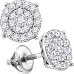 10kt White Gold Womens Round Diamond Cindy's Dream Cluster Earrings 3/4 Cttw