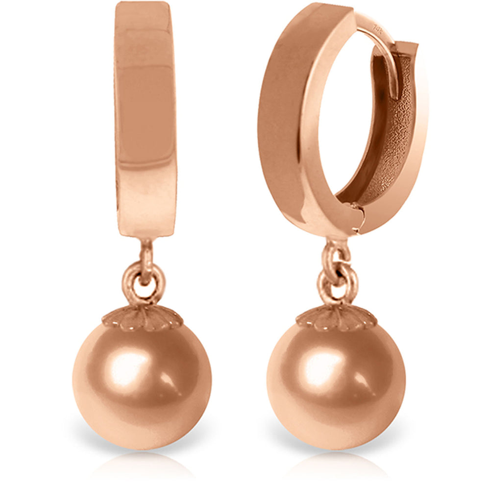 14K Solid Rose Gold Huggie Earrings Ball Drop Hoops