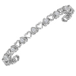 Sterling Silver Womens Round Diamond Heart Love Tennis Bracelet 1.00 Cttw