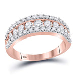 14kt Rose Gold Womens Round Cognac-brown Color Enhanced Diamond Band Ring 1.00 Cttw