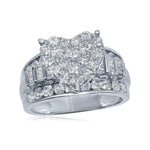 10kt White Gold Womens Round Diamond Heart Cluster Bridal Wedding Engagement Ring 2.00 Cttw