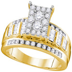 10kt Yellow Gold Womens Round Diamond Cluster Bridal Wedding Engagement Ring 7/8 Cttw - Size 7.5