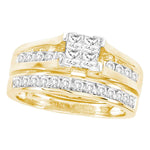 14kt Yellow Gold Womens Princess Diamond Bridal Wedding Engagement Ring Band Set 4.00 Cttw