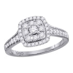 14kt White Gold Womens Round Diamond Halo Cluster Bridal Wedding Engagement Ring 5/8 Cttw