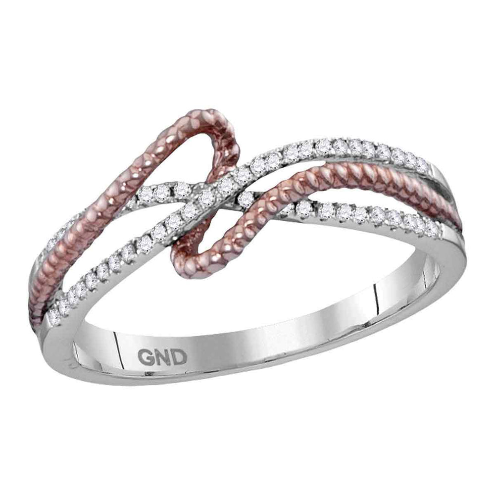 10kt White Gold Womens Round Diamond Rope Fashion Band Ring 1/6 Cttw