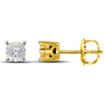 10kt Yellow Gold Womens Round Diamond Solitaire Stud Earrings 1/10 Cttw