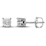 10kt White Gold Womens Round Diamond Solitaire Stud Earrings 1/10 Cttw