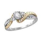 14kt White Two-tone Gold Womens Round Diamond Solitaire Bridal Wedding Engagement Ring 1/4 Cttw