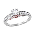 14kt White Gold Womens Round Diamond Solitaire Bridal Wedding Engagement Ring 5/8 Cttw