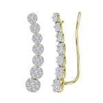 10kt Yellow Gold Womens Round Diamond Cluster Climber Earrings 1/2 Cttw