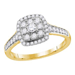 14kt Yellow Gold Womens Round Diamond Round Halo Bridal Wedding Engagement Ring 5/8 Cttw
