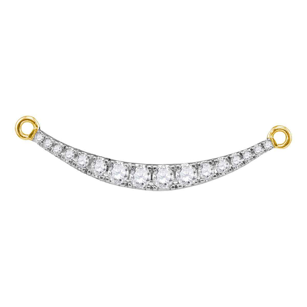 10kt Yellow Gold Womens Round Diamond Curved Bar Pendant Necklace 1/2 Cttw