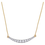 10kt Yellow Gold Womens Round Diamond Curved Bar Pendant Necklace 1.00 Cttw