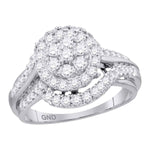 14kt White Gold Womens Round Diamond Cluster Bridal Wedding Engagement Ring 1.00 Cttw
