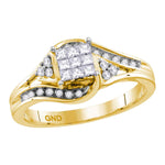 14kt Yellow Gold Womens Princess Diamond Cluster Bridal Wedding Engagement Ring 1/3 Cttw
