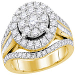 10kt Yellow Gold Womens Round Diamond Cluster Bridal Wedding Engagement Ring 2.00 Cttw (Certified)