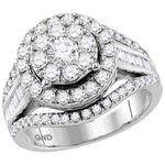 10kt White Gold Womens Round Diamond Cluster Bridal Wedding Engagement Ring 2.00 Cttw (Certified)