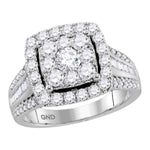 10kt White Gold Womens Round Diamond Square Cluster Bridal Wedding Engagement Ring 1-5/8 Cttw (Certified)