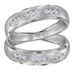 14kt White Gold His & Hers Round Diamond Matching Wedding Band Set 1/4 Cttw