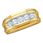 14kt Yellow Gold Mens Round Diamond Single Row Wedding Band Ring 1/4 Cttw