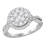 14kt White Gold Womens Round Diamond Cluster Bridal Wedding Engagement Ring 1.00 Cttw
