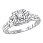 10kt White Gold Womens Round Diamond Round Halo Bridal Wedding Engagement Ring 1/3 Cttw