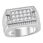 14kt White Gold Mens Round Diamond Square Cluster Ring 1.00 Cttw