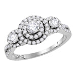 14kt White Gold Womens Round Diamond Solitaire Bridal Wedding Engagement Ring 1.00 Cttw