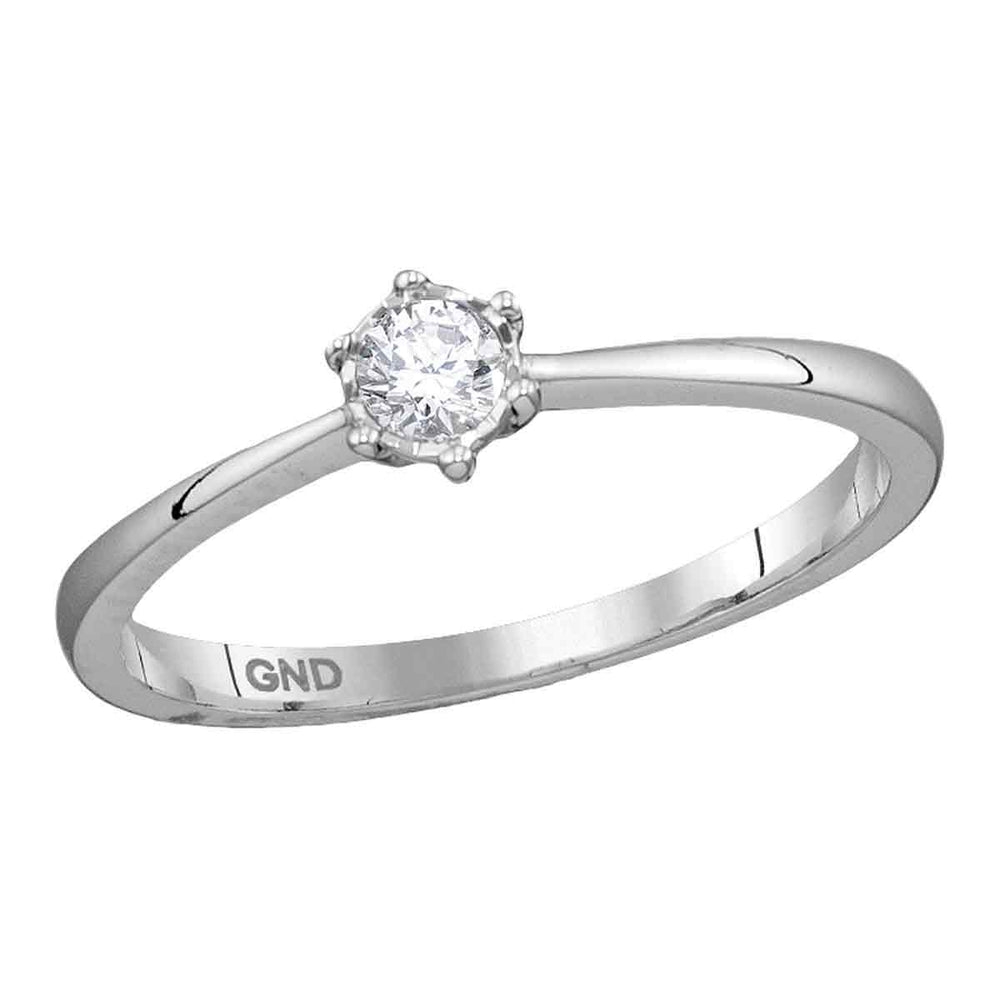 10kt White Gold Womens Round Diamond Solitaire Bridal Wedding Engagement Ring 1/8 Cttw