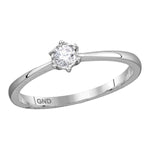 10kt White Gold Womens Round Diamond Solitaire Bridal Wedding Engagement Ring 1/8 Cttw