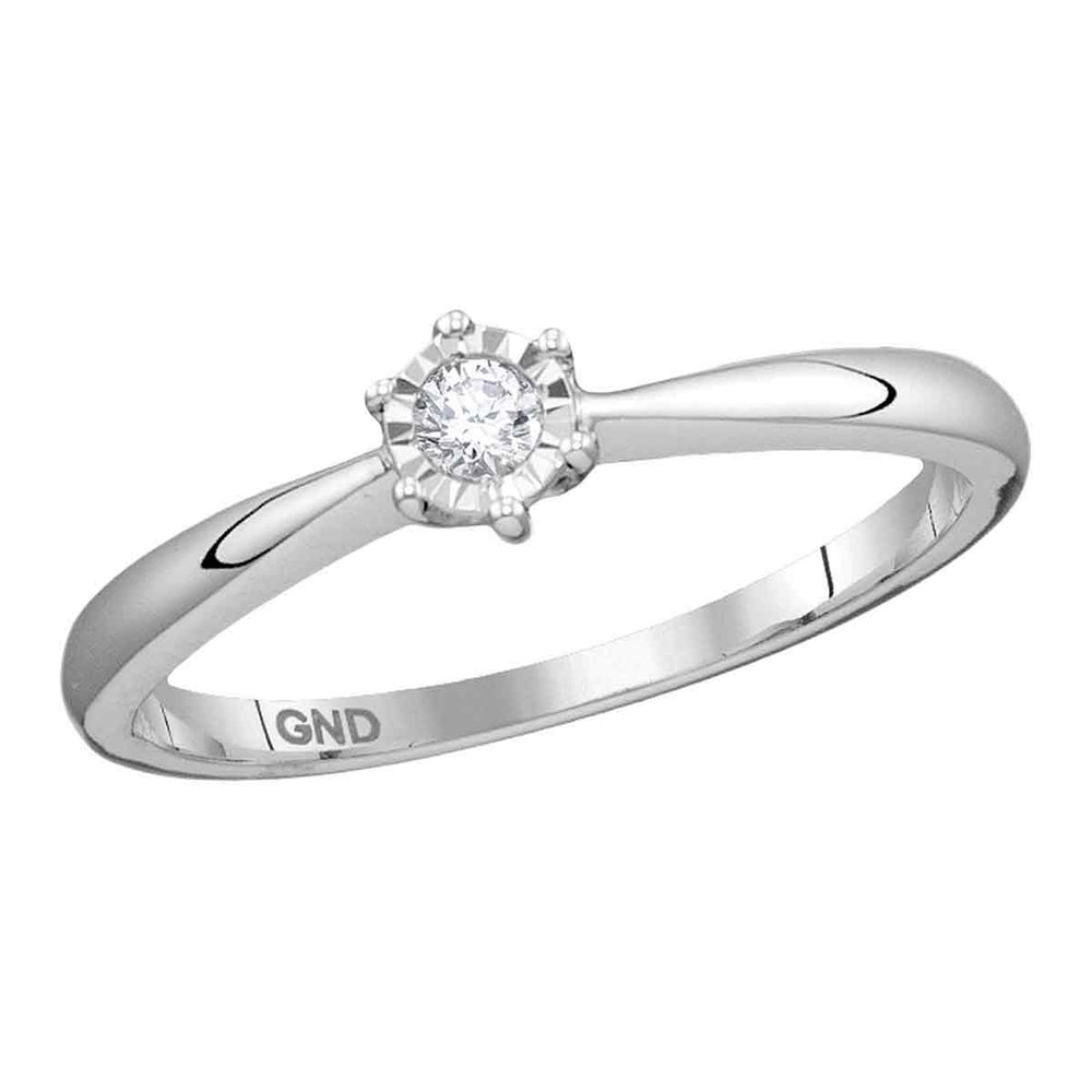 10kt White Gold Womens Round Diamond Solitaire Bridal Wedding Engagement Ring 1/12 Cttw