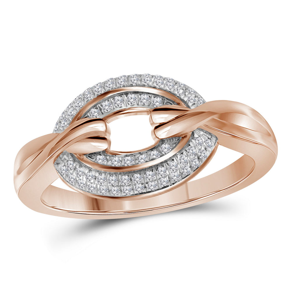 10kt Rose Gold Womens Round Diamond Captured Circle Cluster Ring 1/5 Cttw