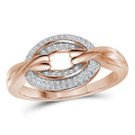 10kt Rose Gold Womens Round Diamond Captured Circle Cluster Ring 1/5 Cttw