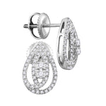 10kt White Gold Womens Round Diamond 2-stone Teardrop Stud Earrings 1/4 Cttw