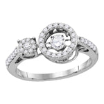 10kt White Gold Womens Round Diamond Moving Twinkle Solitaire Ring 1/2 Cttw