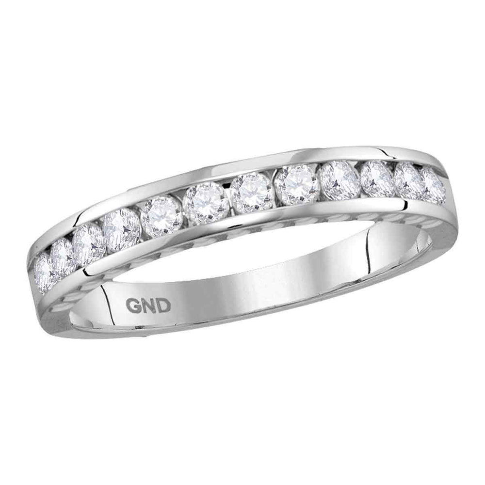 14kt White Gold Womens Round Diamond Wedding Anniversary Band Ring 1/2 Cttw
