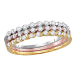 10kt Tri-tone Gold Womens Round Diamond Band Ring 1/2 Cttw