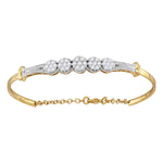10kt Yellow Gold Womens Round Diamond Cluster Promise Bangle Bracelet 1.00 Cttw