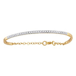 10kt Yellow Gold Womens Round Diamond Promise Bangle Bracelet 1/2 Cttw