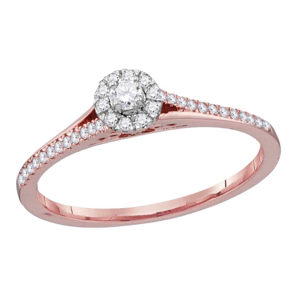 10kt Rose Gold Womens Round Diamond Solitaire Bridal Wedding Engagement Ring 1/5 Cttw