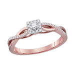 10kt Rose Gold Womens Round Diamond Solitaire Twist Bridal Wedding Engagement Ring 1/5 Cttw