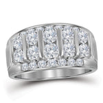 14kt White Gold Mens Round Channel-set Diamond Raised Wedding Band 1.00 Cttw