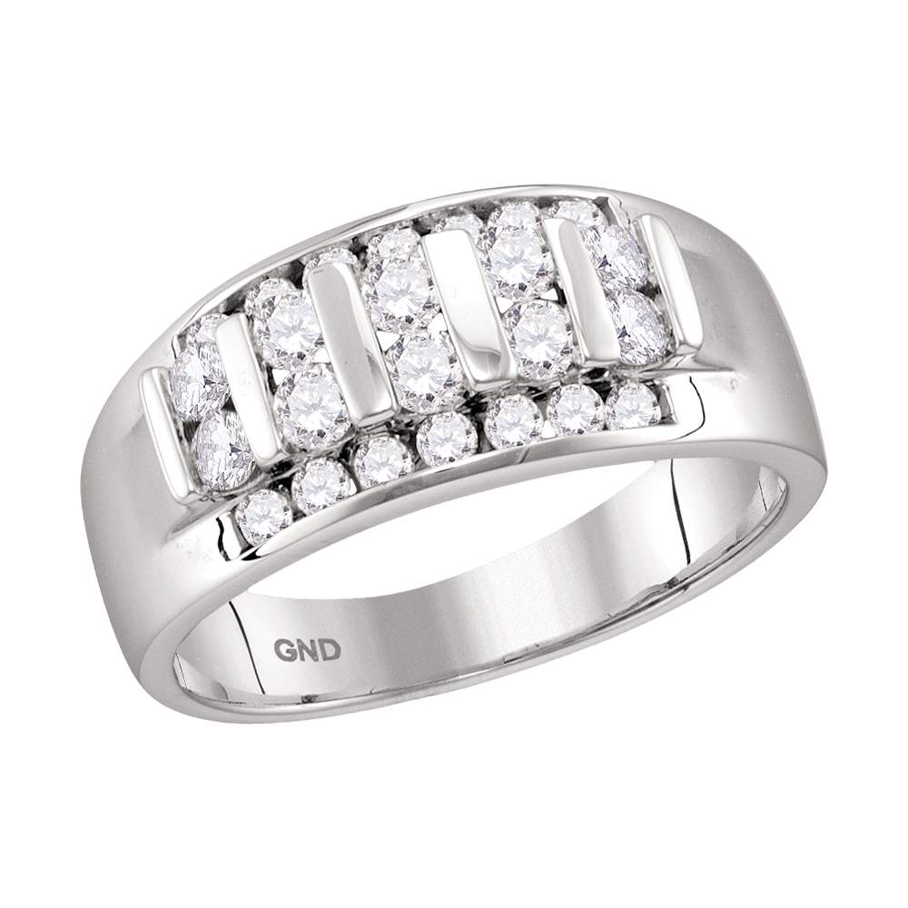 10kt White Gold Mens Round Channel-set Diamond Raised Wedding Band 1.00 Cttw