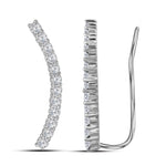 10kt White Gold Womens Round Diamond Climber Earrings 3/4 Cttw