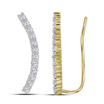 10kt Yellow Gold Womens Round Diamond Climber Earrings 3/4 Cttw