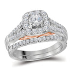 14kt White Gold Womens Round Diamond Bellissimo Halo Bridal