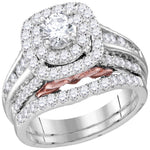 14kt White Gold Womens Round Diamond Bellissimo Bridal Wedding Engagement Ring Band Set 2-1/20 Cttw