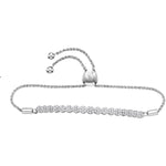 10kt White Gold Womens Round Diamond Flower Cluster Bolo Bracelet 5/8 Cttw