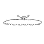 Sterling Silver Womens Round Diamond Infinity Bolo Bracelet 1/12 Cttw