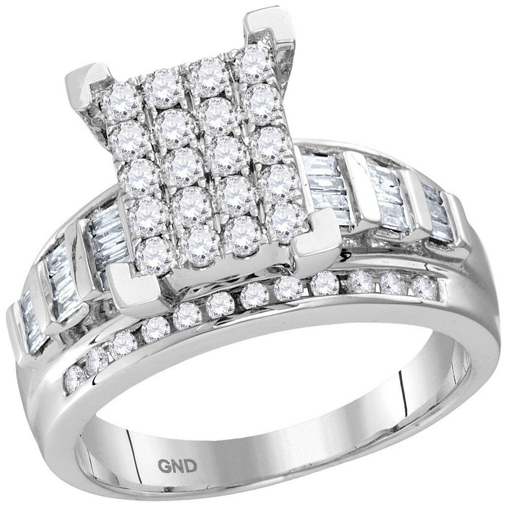 10kt White Gold Womens Round Diamond Cindys Dream Cluster Bridal Wedding Engagement Ring 7/8 Cttw